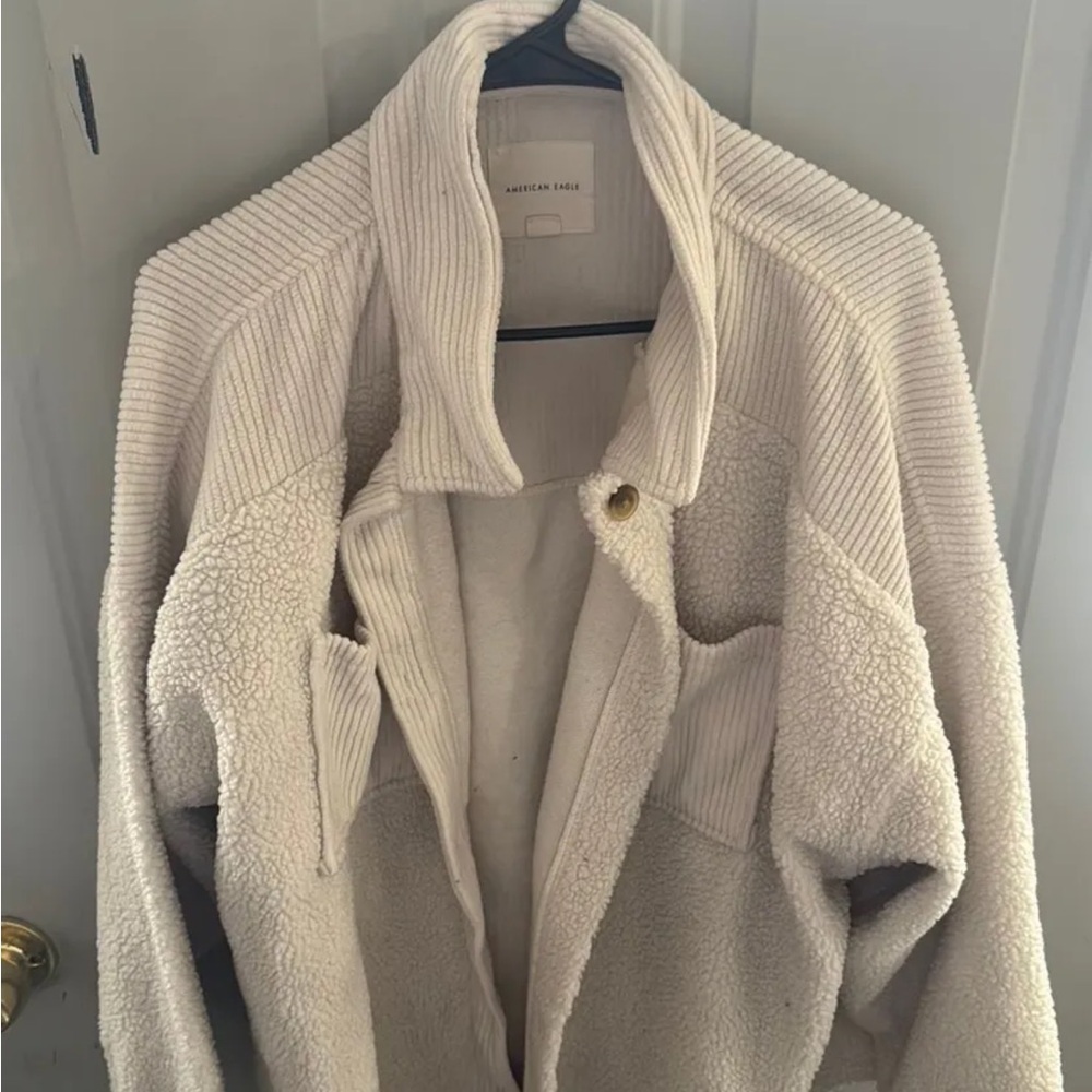 American Eagle Outfitters Cream Textured Jacket